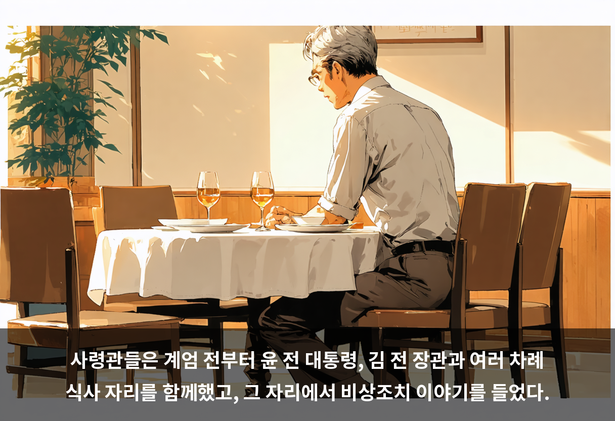 계엄 이전부터 사령관들은 여러 차례 식사 모임을 갖고 비상조치에 관한 이야기를 들었던 것으로 재판부는 판단했다.
