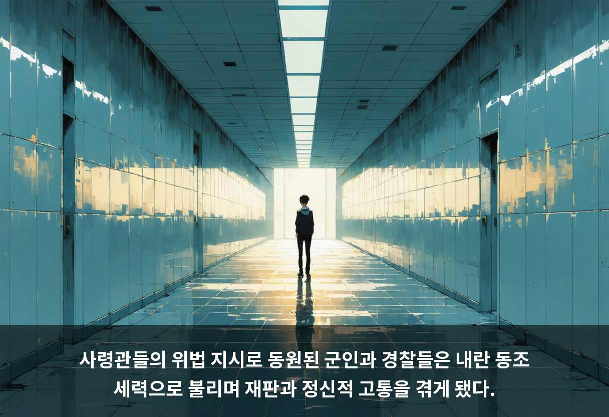 재판부는 위법한 지시로 동원된 군인과 경찰들이 내란 동조 세력으로 불리며 재판과 정신적 고통을 겪게 된 점도 양형에 반영했다.