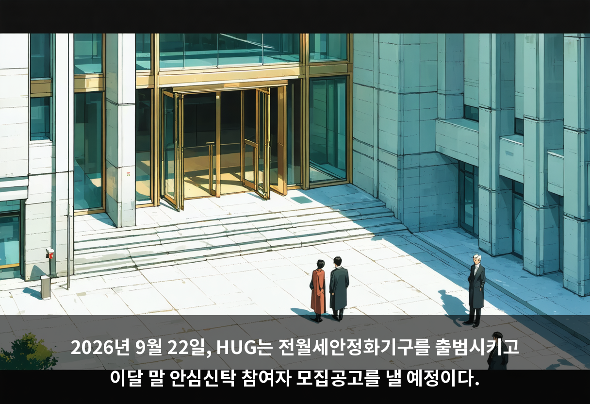2026년 9월 22일, HUG는 전월세안정화기구를 출범시키고 이달 말 안심신탁 참여자 모집공고를 낼 예정이다.