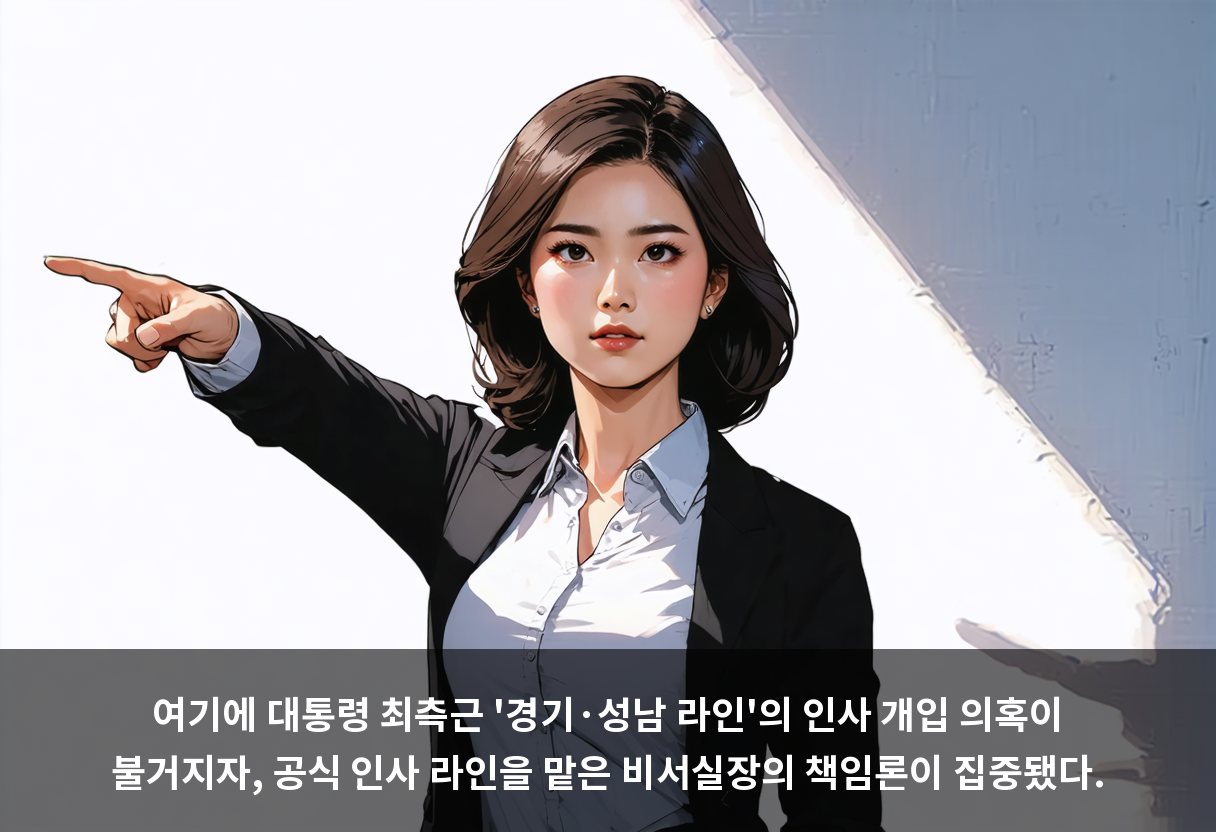 여기에 대통령 최측근 '경기·성남 라인'의 인사 개입 의혹이 불거지자, 공식 인사 라인을 맡은 비서실장의 책임론이 집중됐다.