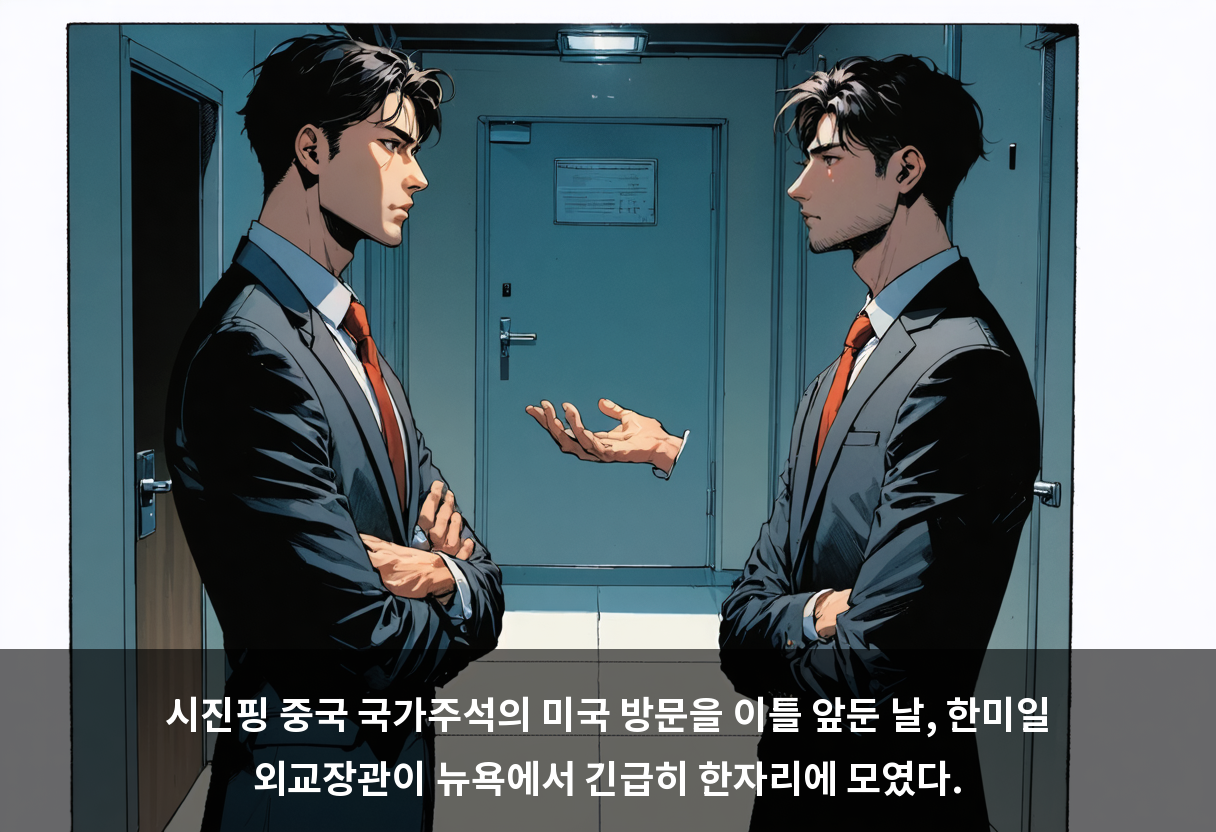 시진핑 중국 국가주석의 미국 방문을 이틀 앞둔 날, 한미일 외교장관이 뉴욕에서 긴급히 한자리에 모였다.