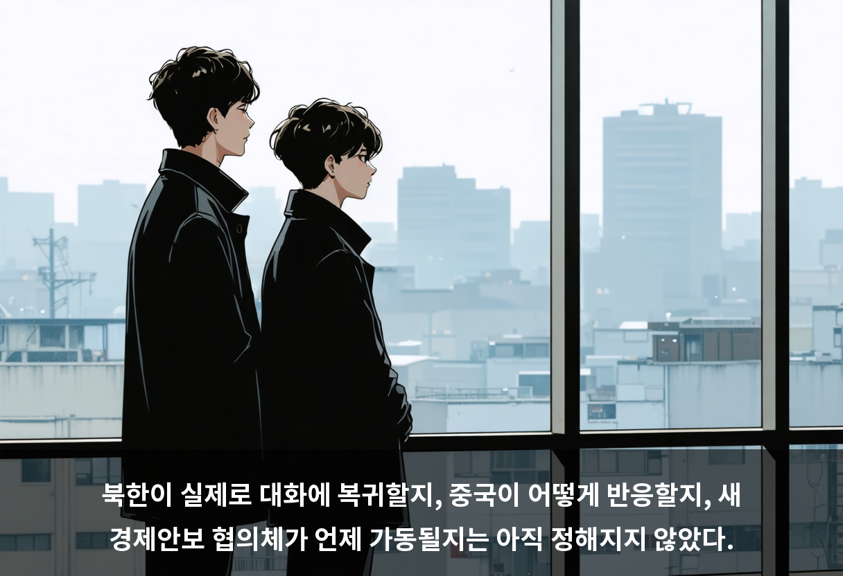 북한이 실제로 대화에 복귀할지, 중국이 어떻게 반응할지, 새 경제안보 협의체가 언제 가동될지는 아직 정해지지 않았다.