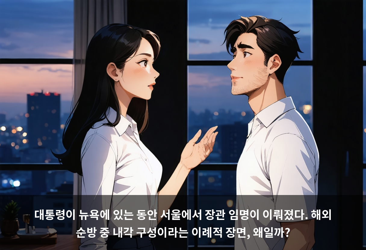 대통령이 뉴욕에 있는 동안 서울에서 장관 임명이 이뤄졌다. 해외 순방 중 내각 구성이라는 이례적 장면, 왜일까?
