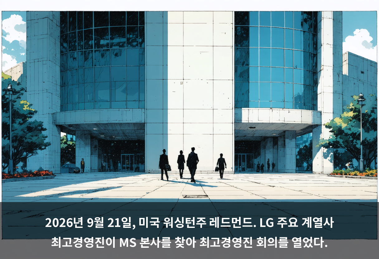 2026년 9월 21일, 미국 워싱턴주 레드먼드. LG 주요 계열사 최고경영진이 MS 본사를 찾아 최고경영진 회의를 열었다.