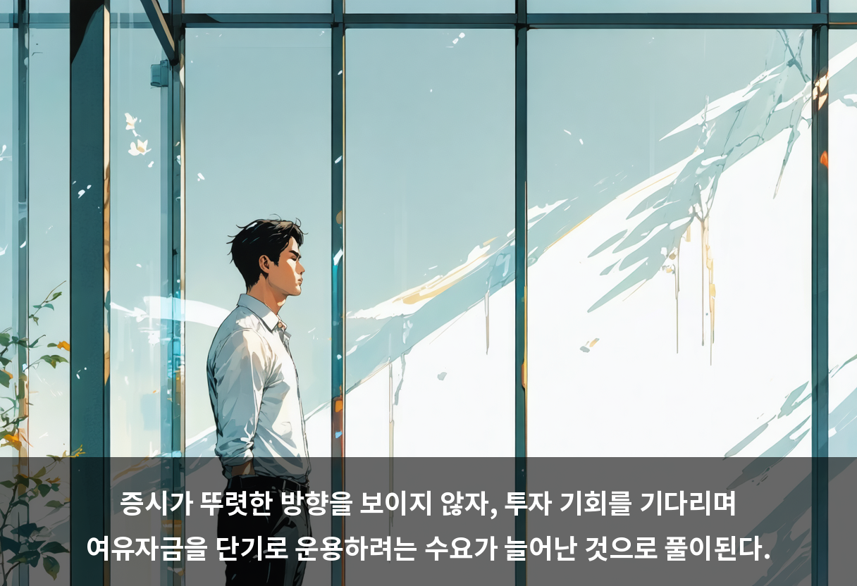 증시가 뚜렷한 방향을 보이지 않자, 투자 기회를 기다리며 여유자금을 단기로 운용하려는 수요가 늘어난 것으로 풀이된다.