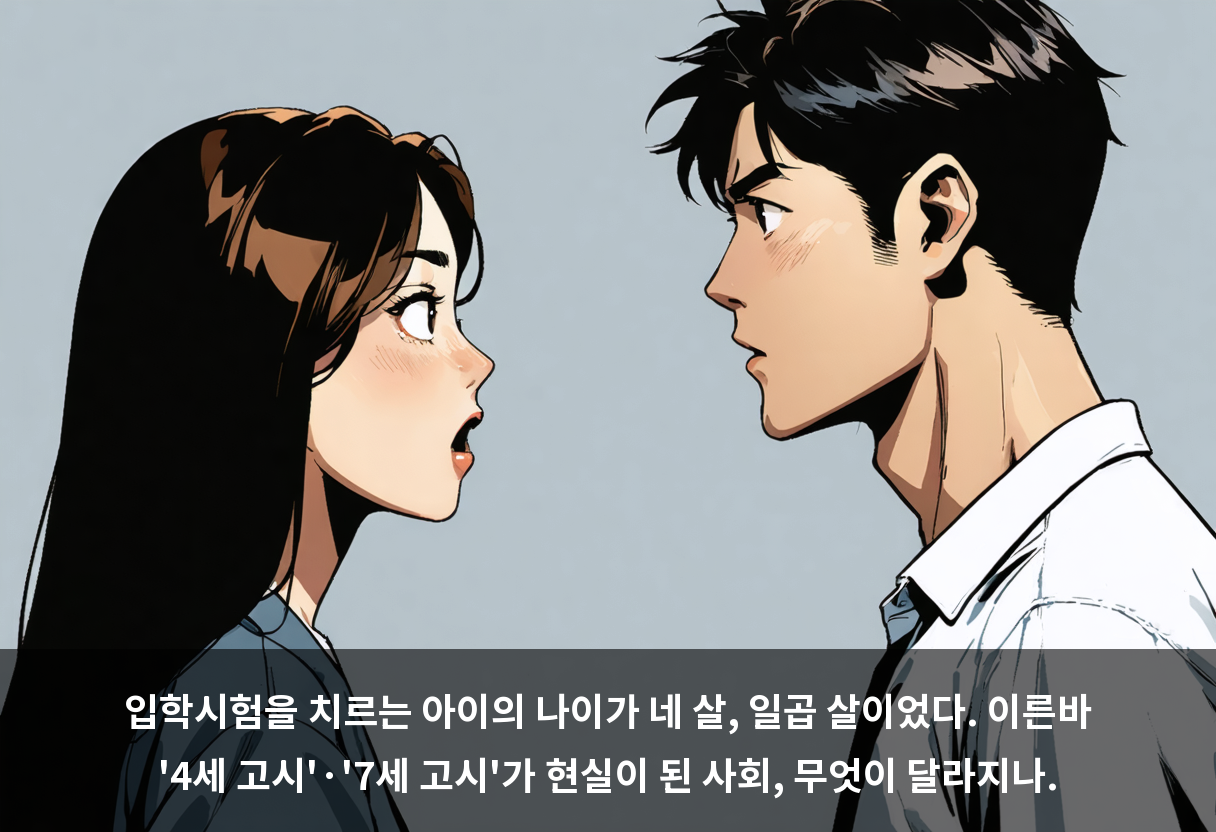 입학시험을 치르는 아이의 나이가 네 살, 일곱 살이었다. 이른바 '4세 고시'·'7세 고시'가 현실이 된 사회, 무엇이 달라지나.