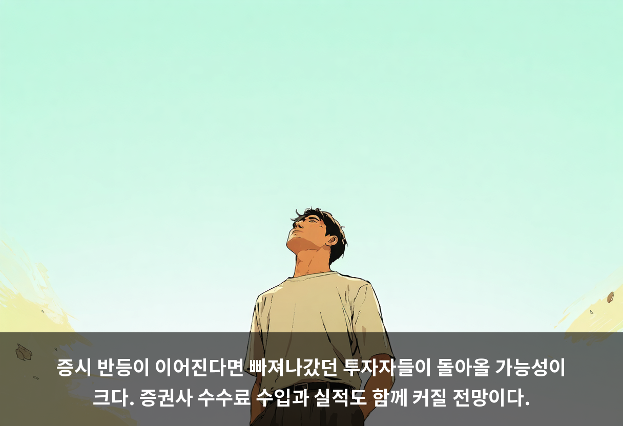 증시 반등이 이어진다면 빠져나갔던 투자자들이 돌아올 가능성이 크다. 증권사 수수료 수입과 실적도 함께 커질 전망이다.
