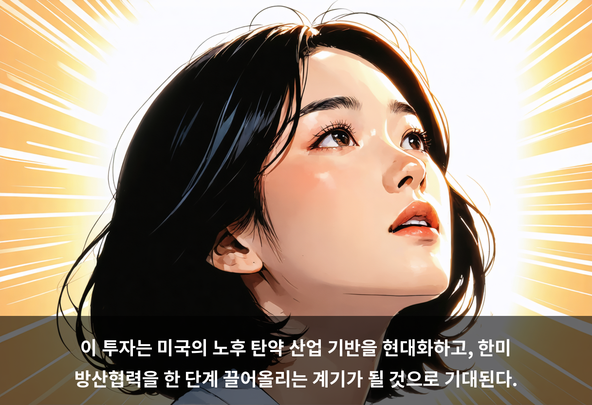 이 투자는 미국의 노후 탄약 산업 기반을 현대화하고, 한미 방산협력을 한 단계 끌어올리는 계기가 될 것으로 기대된다.