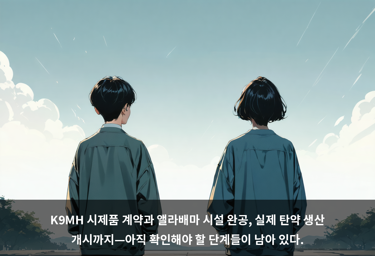 K9MH 시제품 계약과 앨라배마 시설 완공, 실제 탄약 생산 개시까지—아직 확인해야 할 단계들이 남아 있다.