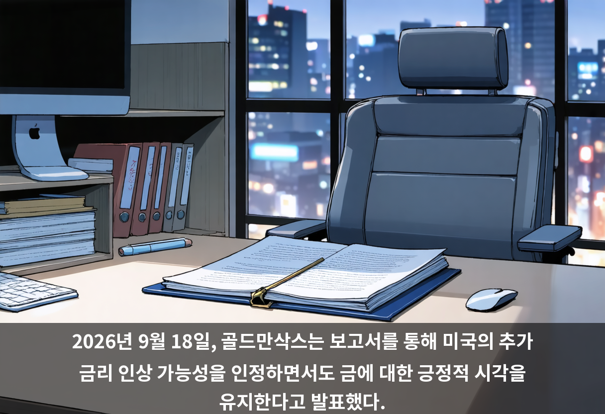 2026년 9월 18일, 골드만삭스는 보고서를 통해 미국의 추가 금리 인상 가능성을 인정하면서도 금에 대한 긍정적 시각을 유지한다고 발표했다.