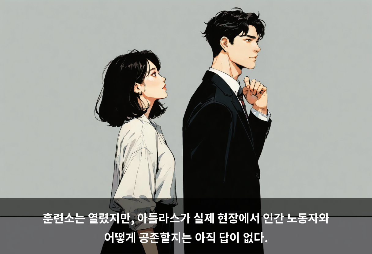 훈련소는 열렸지만, 아틀라스가 실제 현장에서 인간 노동자와 어떻게 공존할지는 아직 답이 없다.