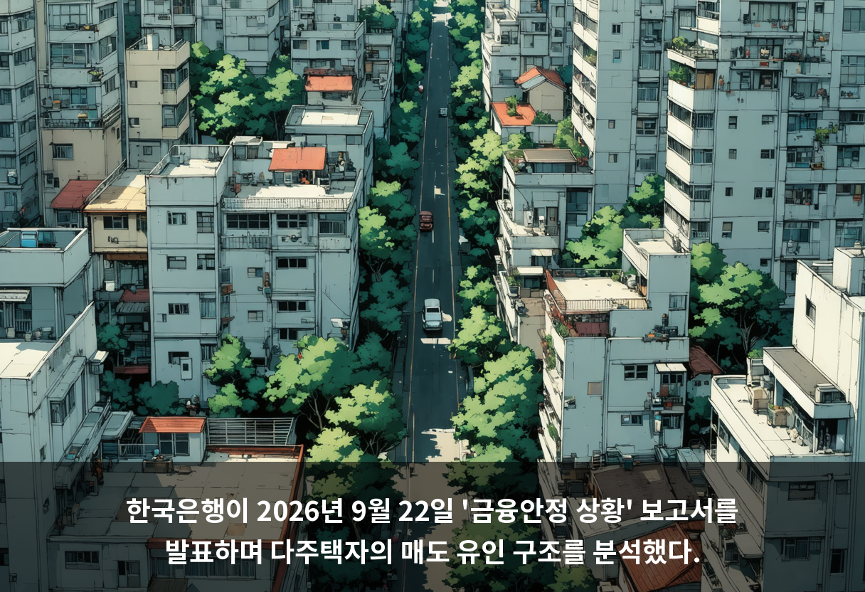 한국은행이 2026년 9월 22일 '금융안정 상황' 보고서를 발표하며 다주택자의 매도 유인 구조를 분석했다.