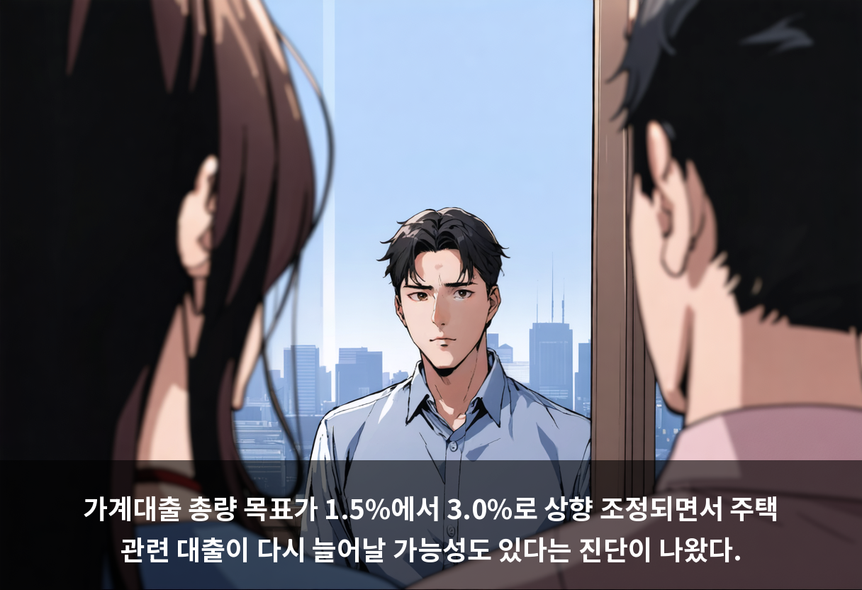 가계대출 총량 목표가 1.5%에서 3.0%로 상향 조정되면서 주택 관련 대출이 다시 늘어날 가능성도 있다는 진단이 나왔다.