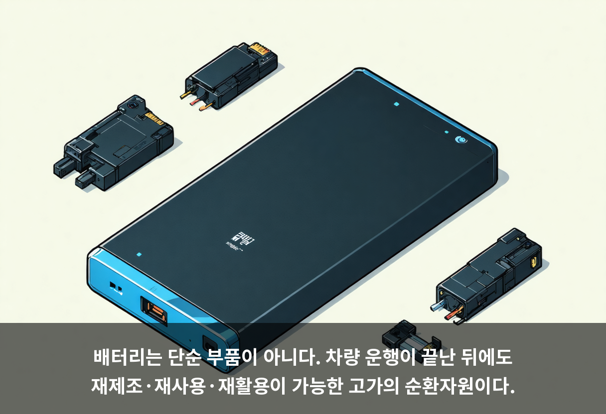 배터리는 단순 부품이 아니다. 차량 운행이 끝난 뒤에도 재제조·재사용·재활용이 가능한 고가의 순환자원이다.