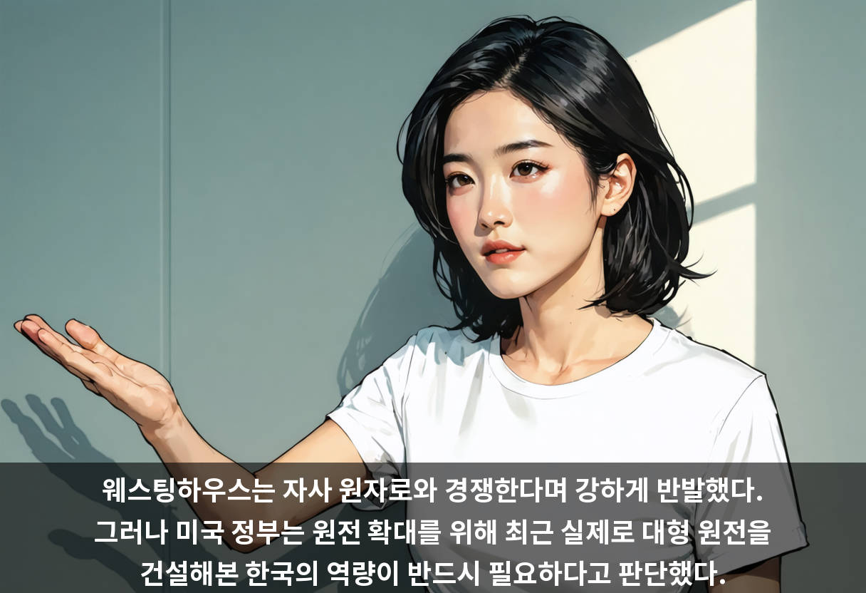 웨스팅하우스는 자사 원자로와 경쟁한다며 강하게 반발했다. 그러나 미국 정부는 원전 확대를 위해 최근 실제로 대형 원전을 건설해본 한국의 역량이 반드시 필요하다고 판단했다.