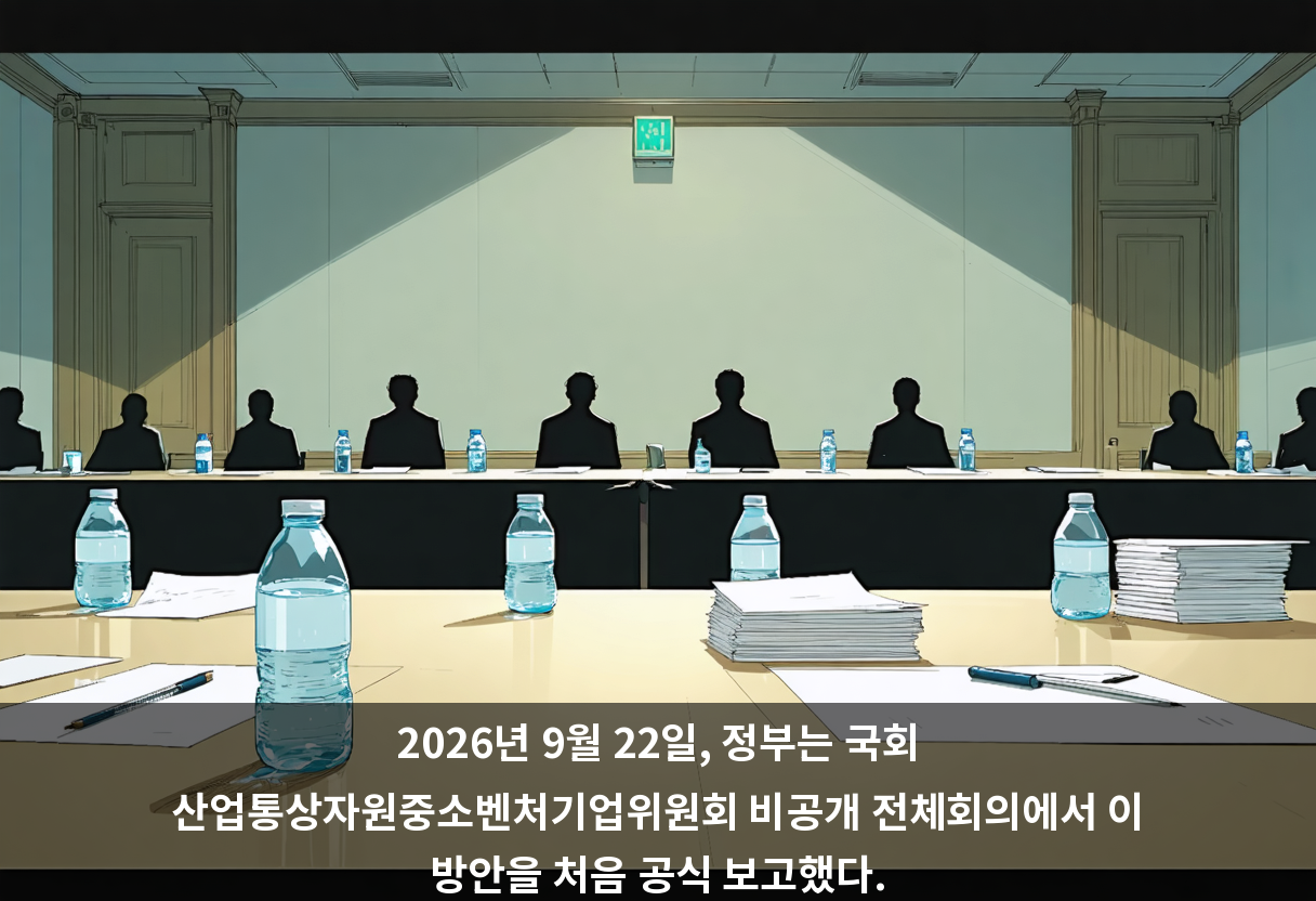 2026년 9월 22일, 정부는 국회 산업통상자원중소벤처기업위원회 비공개 전체회의에서 이 방안을 처음 공식 보고했다.