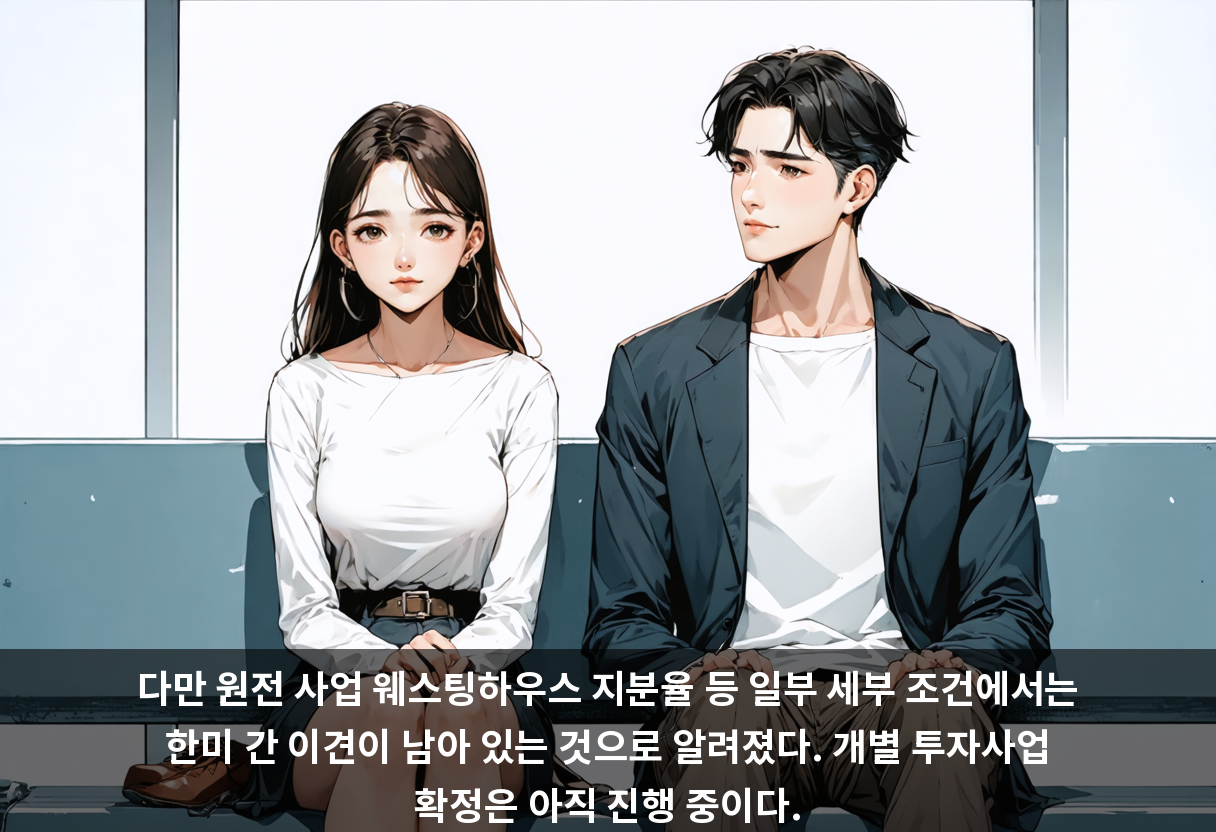 다만 원전 사업 웨스팅하우스 지분율 등 일부 세부 조건에서는 한미 간 이견이 남아 있는 것으로 알려졌다. 개별 투자사업 확정은 아직 진행 중이다.