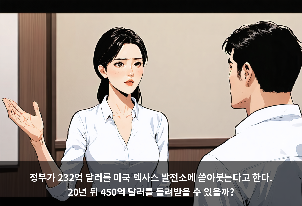 정부가 232억 달러를 미국 텍사스 발전소에 쏟아붓는다고 한다. 20년 뒤 450억 달러를 돌려받을 수 있을까?