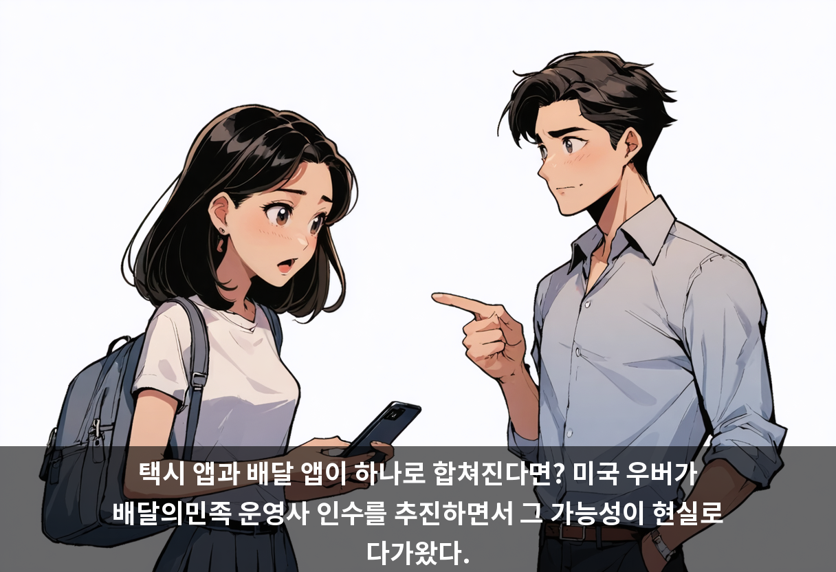 택시 앱과 배달 앱이 하나로 합쳐진다면? 미국 우버가 배달의민족 운영사 인수를 추진하면서 그 가능성이 현실로 다가왔다.