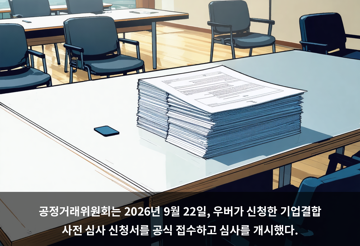 공정거래위원회는 2026년 9월 22일, 우버가 신청한 기업결합 사전 심사 신청서를 공식 접수하고 심사를 개시했다.