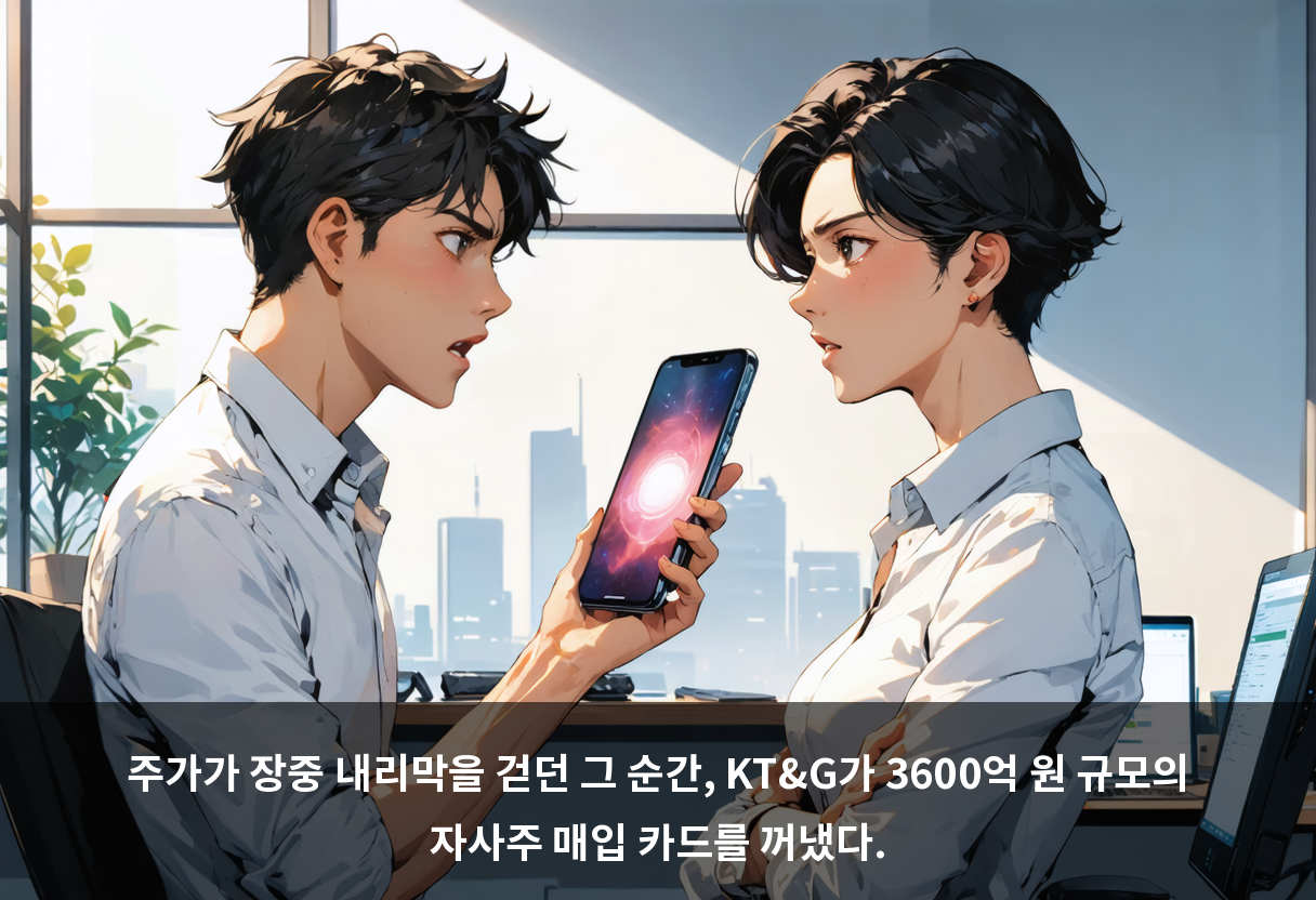 주가가 장중 내리막을 걷던 그 순간, KT&G가 3600억 원 규모의 자사주 매입 카드를 꺼냈다.