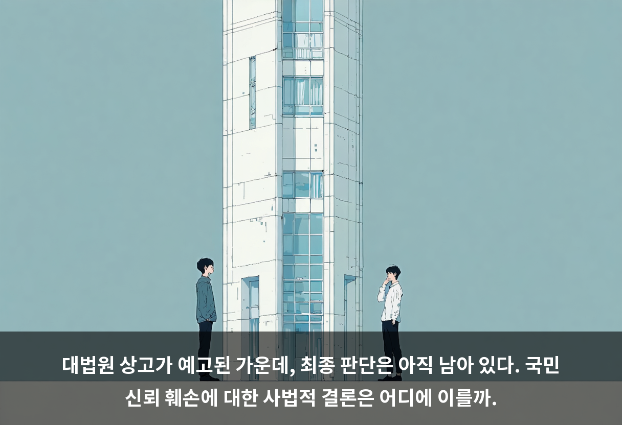 대법원 상고가 예고된 가운데, 최종 판단은 아직 남아 있다. 국민 신뢰 훼손에 대한 사법적 결론은 어디에 이를까.