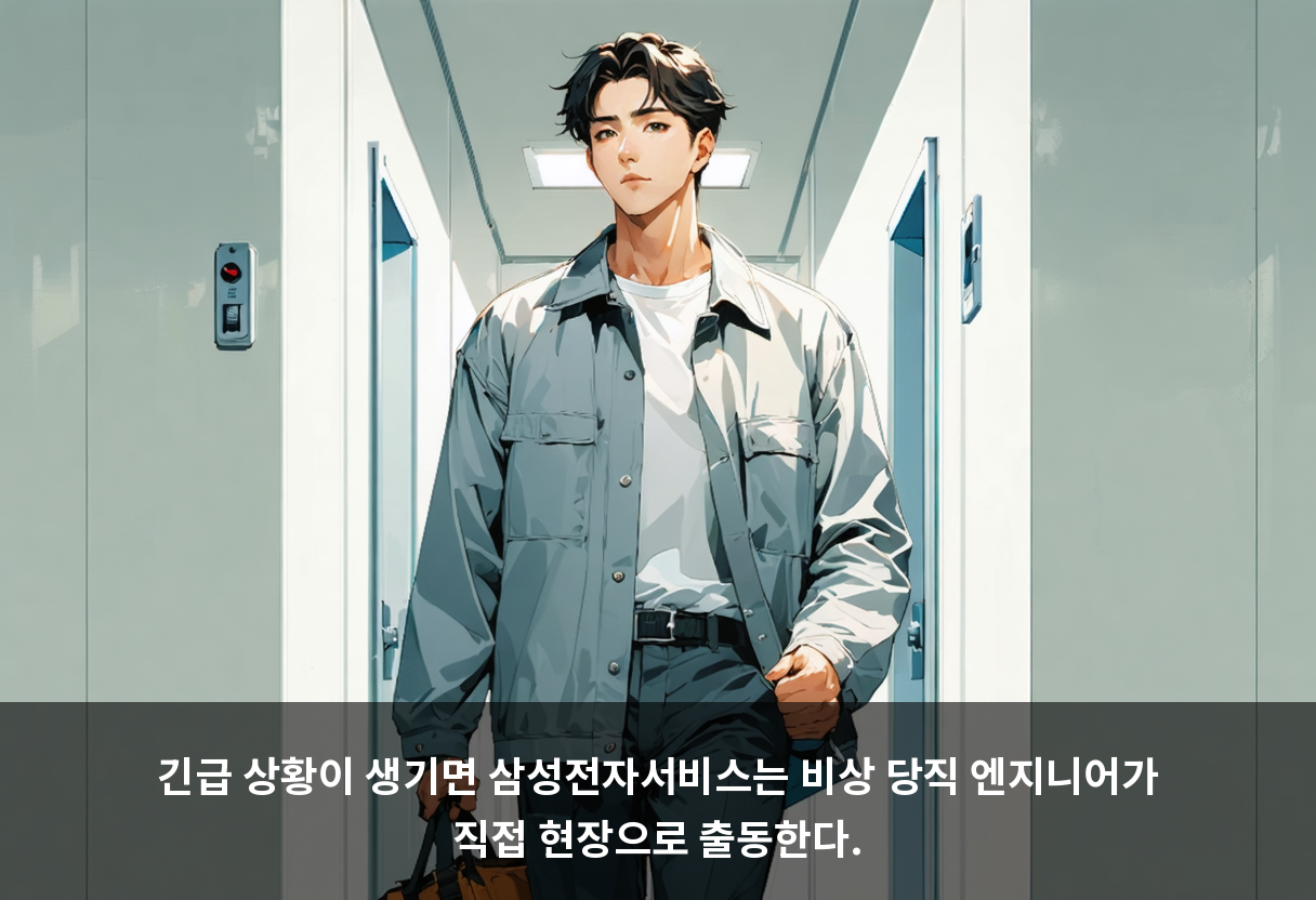 긴급 상황이 생기면 삼성전자서비스는 비상 당직 엔지니어가 직접 현장으로 출동한다.