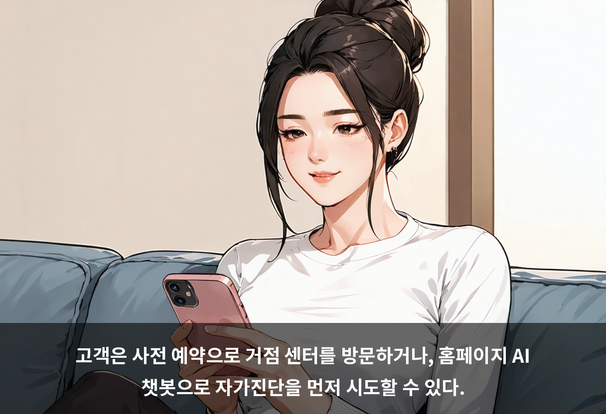 고객은 사전 예약으로 거점 센터를 방문하거나, 홈페이지 AI 챗봇으로 자가진단을 먼저 시도할 수 있다.