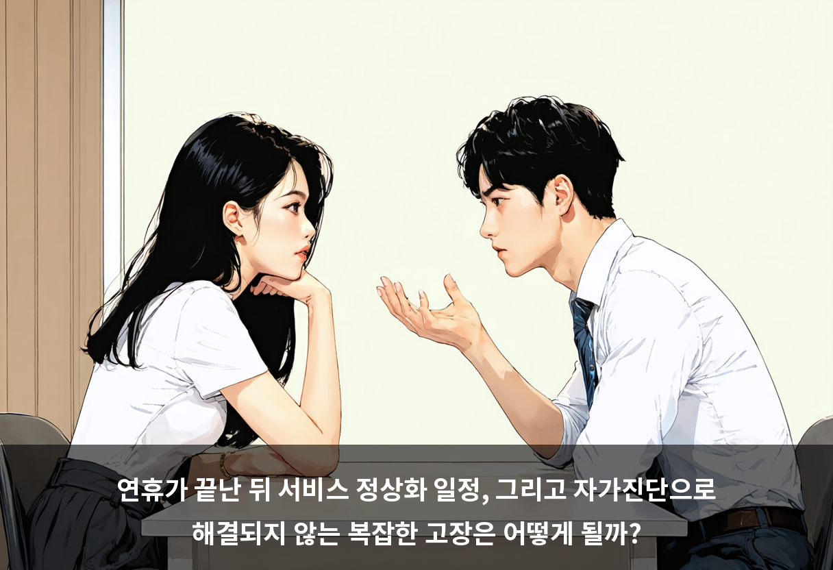 연휴가 끝난 뒤 서비스 정상화 일정, 그리고 자가진단으로 해결되지 않는 복잡한 고장은 어떻게 될까?