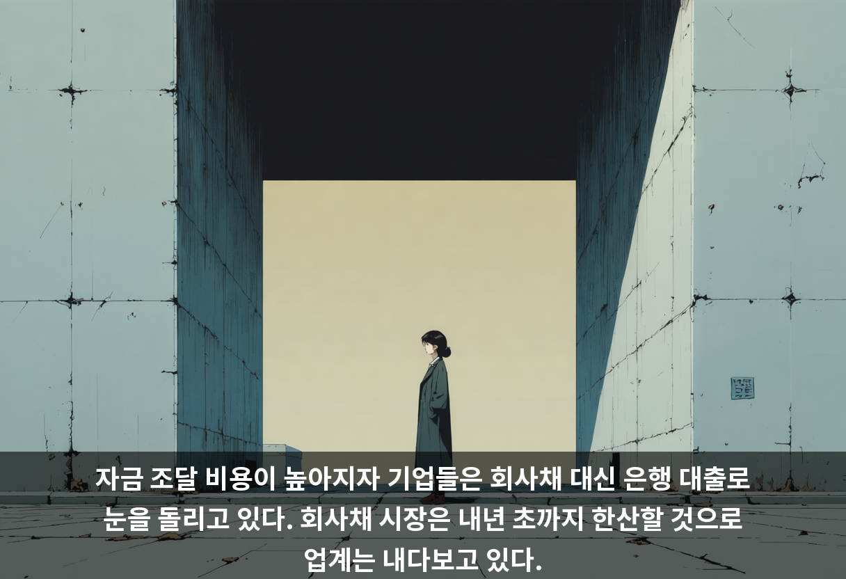 자금 조달 비용이 높아지자 기업들은 회사채 대신 은행 대출로 눈을 돌리고 있다. 회사채 시장은 내년 초까지 한산할 것으로 업계는 내다보고 있다.