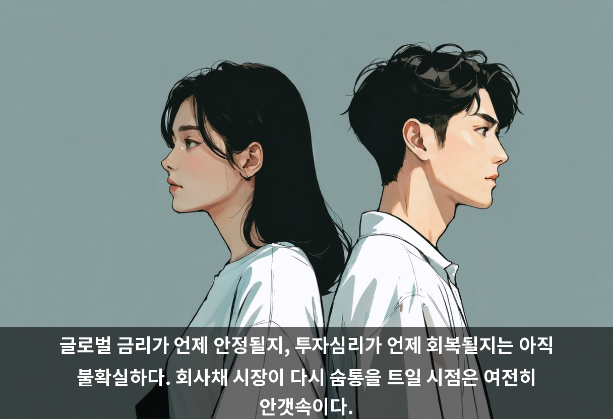글로벌 금리가 언제 안정될지, 투자심리가 언제 회복될지는 아직 불확실하다. 회사채 시장이 다시 숨통을 트일 시점은 여전히 안갯속이다.