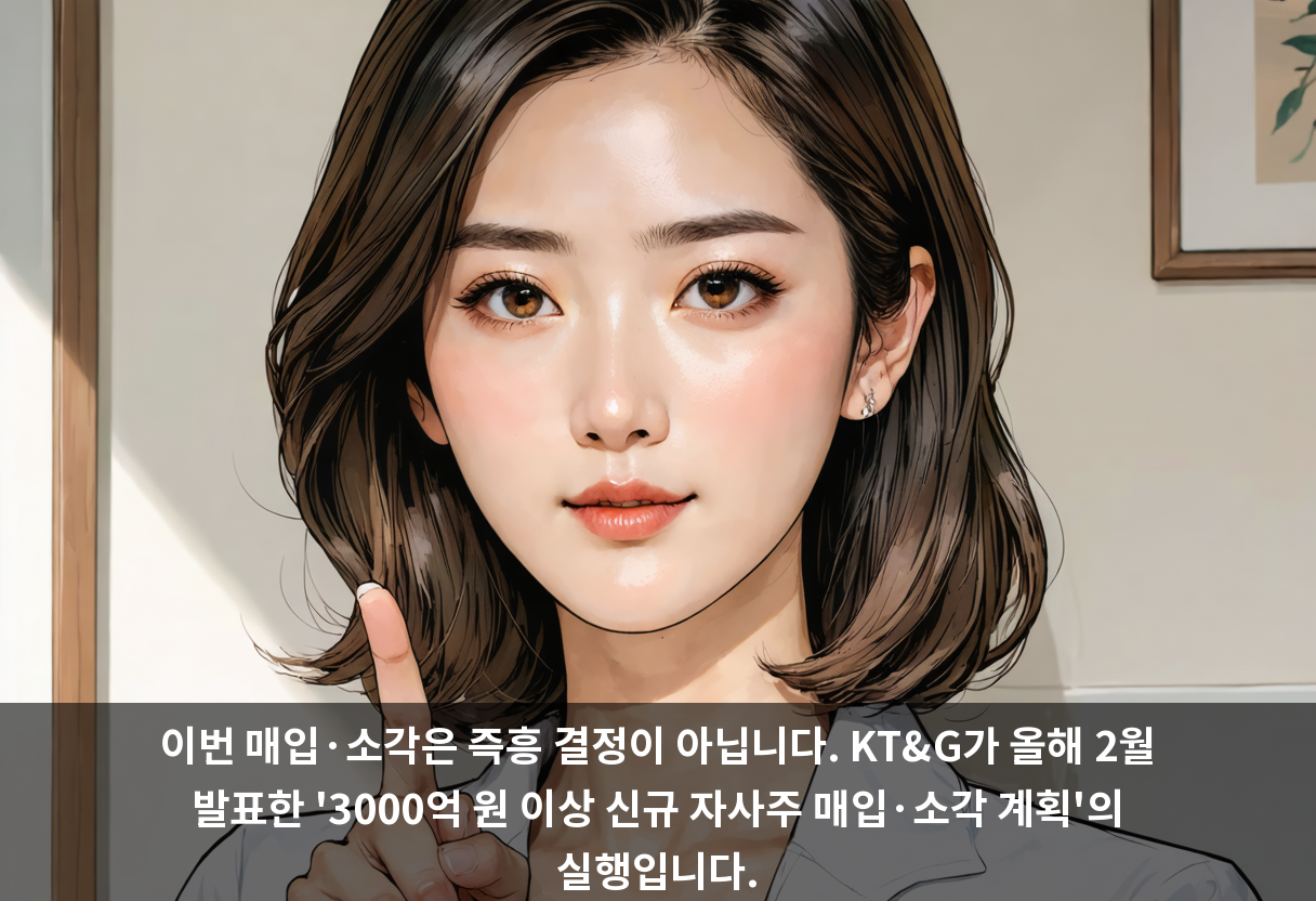 이번 매입·소각은 즉흥 결정이 아닙니다. KT&G가 올해 2월 발표한 '3000억 원 이상 신규 자사주 매입·소각 계획'의 실행입니다.