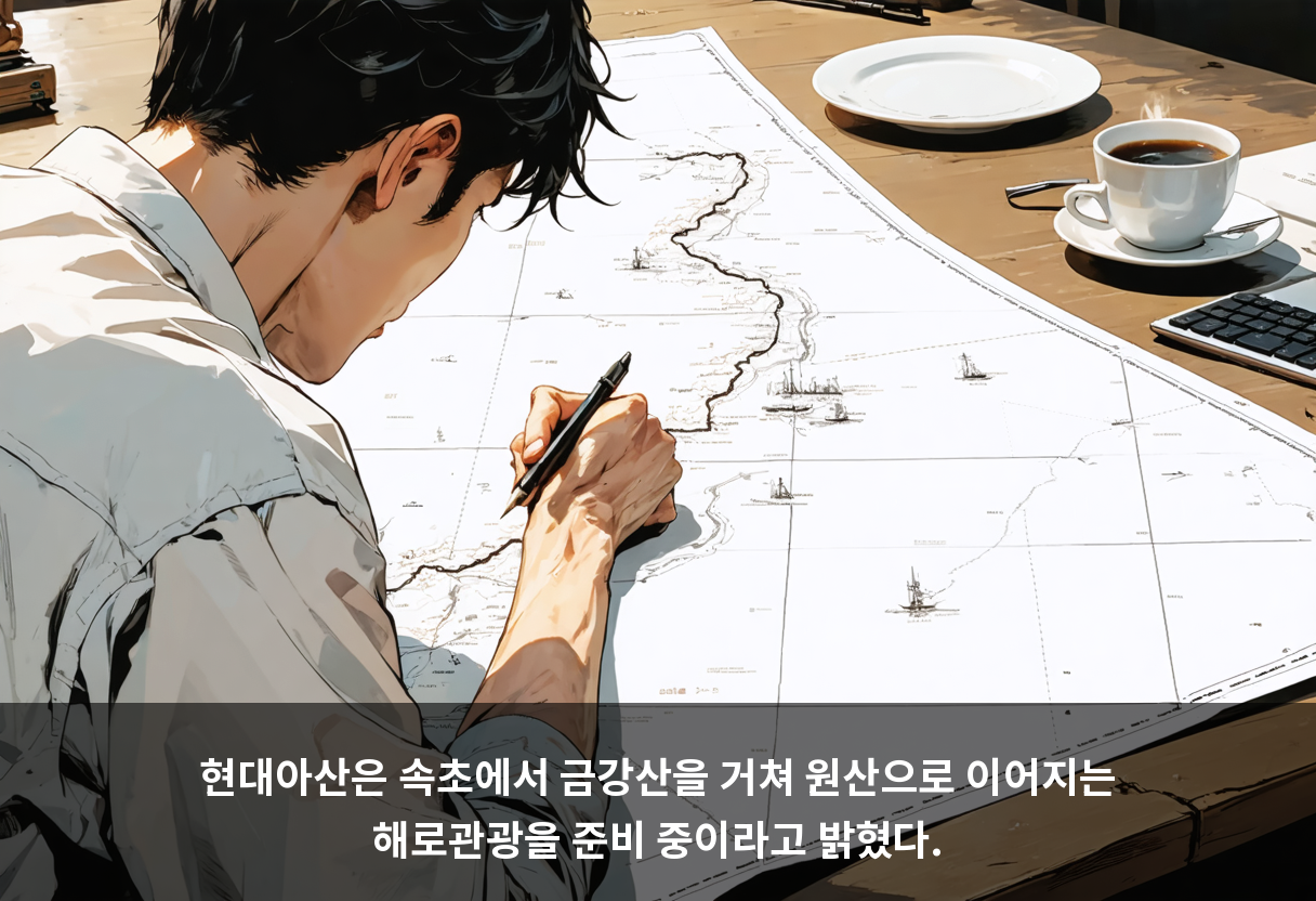 현대아산은 속초에서 금강산을 거쳐 원산으로 이어지는 해로관광을 준비 중이라고 밝혔다.
