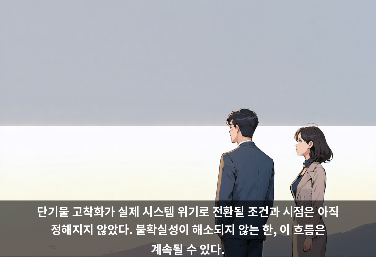 단기물 고착화가 실제 시스템 위기로 전환될 조건과 시점은 아직 정해지지 않았다. 불확실성이 해소되지 않는 한, 이 흐름은 계속될 수 있다.