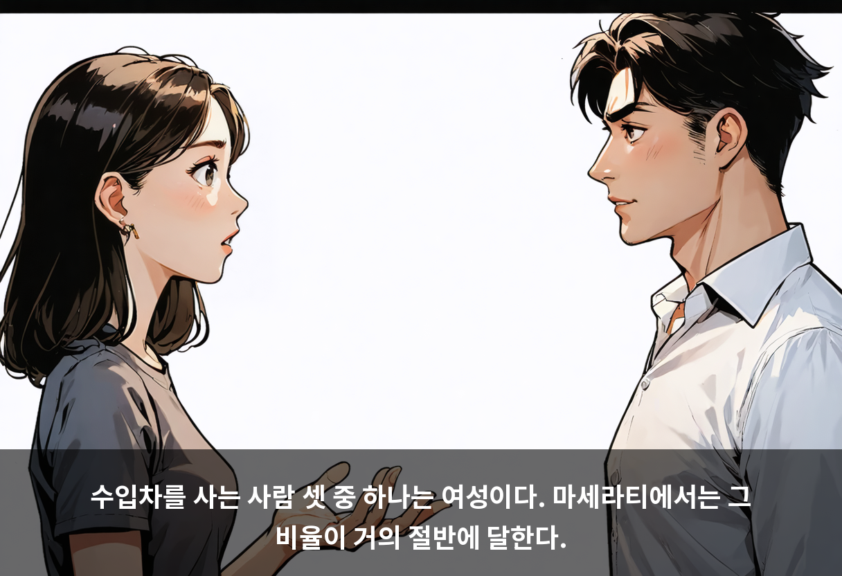 수입차를 사는 사람 셋 중 하나는 여성이다. 마세라티에서는 그 비율이 거의 절반에 달한다.