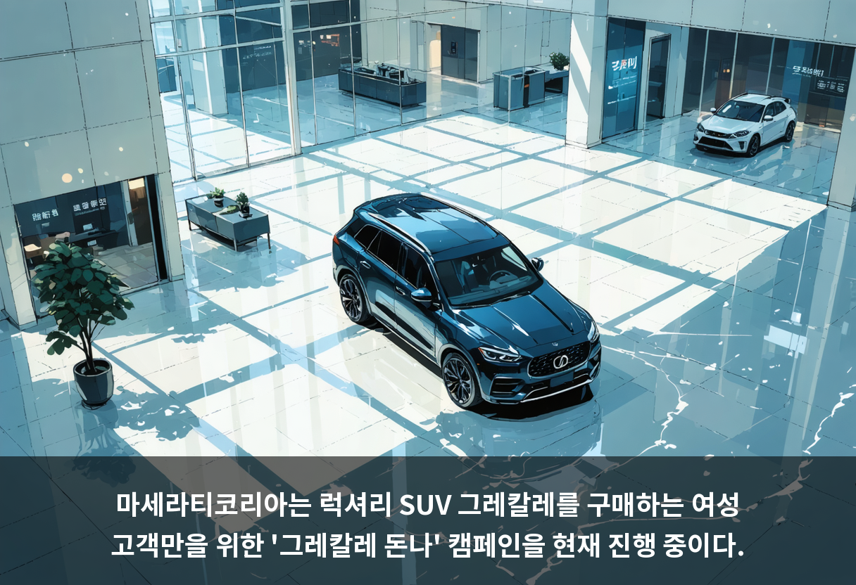 마세라티코리아는 럭셔리 SUV 그레칼레를 구매하는 여성 고객만을 위한 '그레칼레 돈나' 캠페인을 현재 진행 중이다.