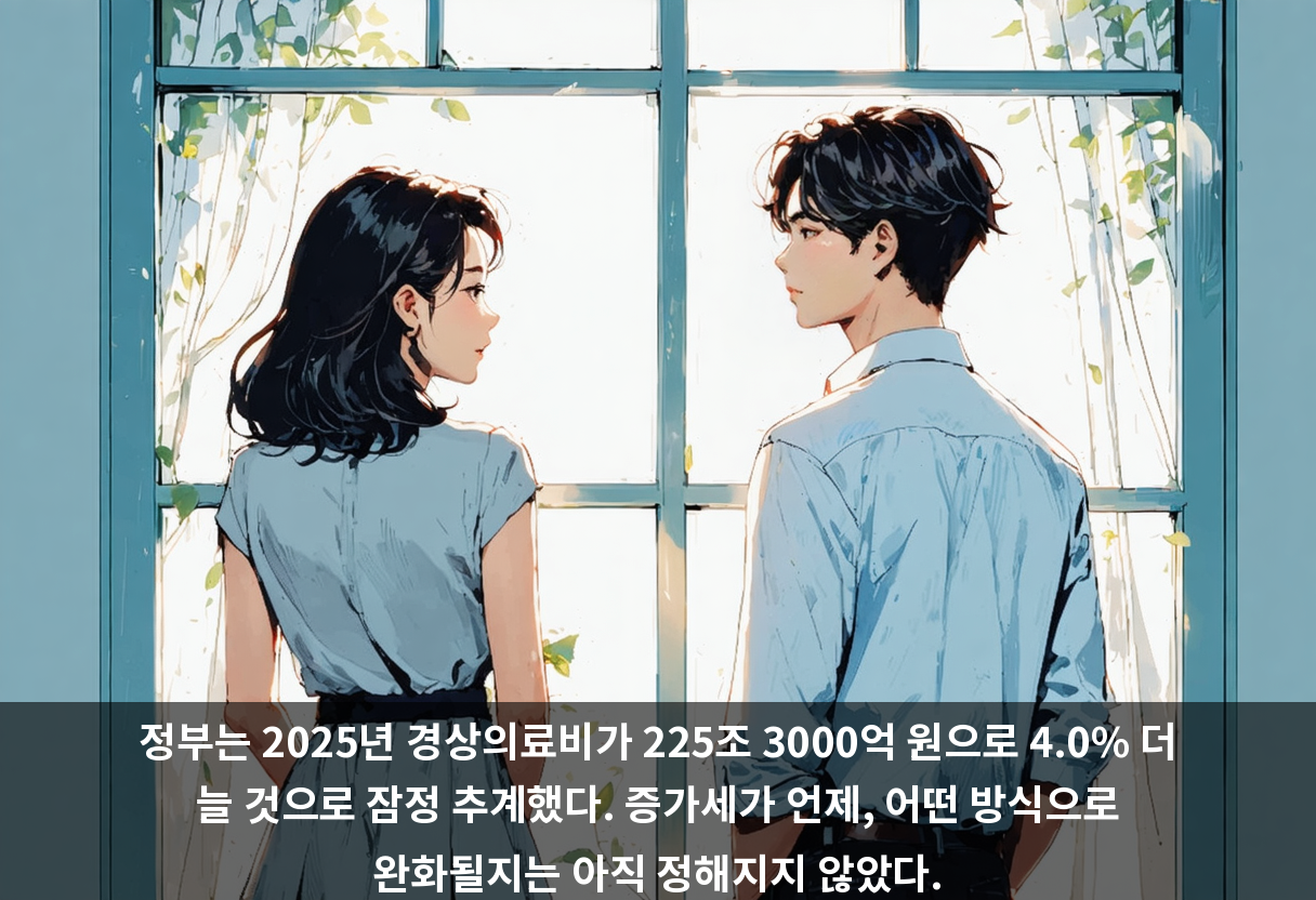 정부는 2025년 경상의료비가 225조 3000억 원으로 4.0% 더 늘 것으로 잠정 추계했다. 증가세가 언제, 어떤 방식으로 완화될지는 아직 정해지지 않았다.