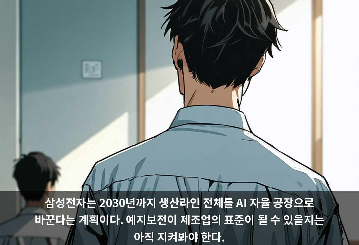 삼성전자는 2030년까지 생산라인 전체를 AI 자율 공장으로 바꾼다는 계획이다. 예지보전이 제조업의 표준이 될 수 있을지는 아직 지켜봐야 한다.
