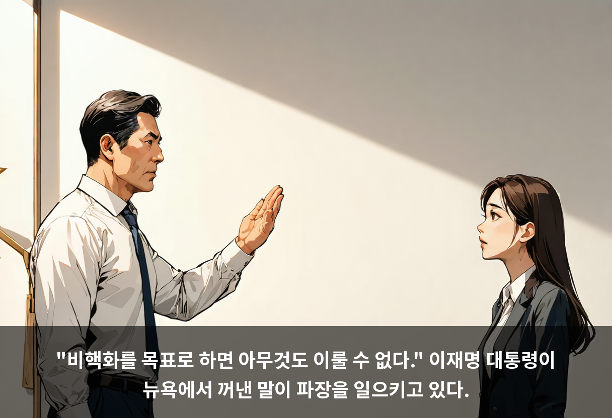 "비핵화를 목표로 하면 아무것도 이룰 수 없다." 이재명 대통령이 뉴욕에서 꺼낸 말이 파장을 일으키고 있다.
