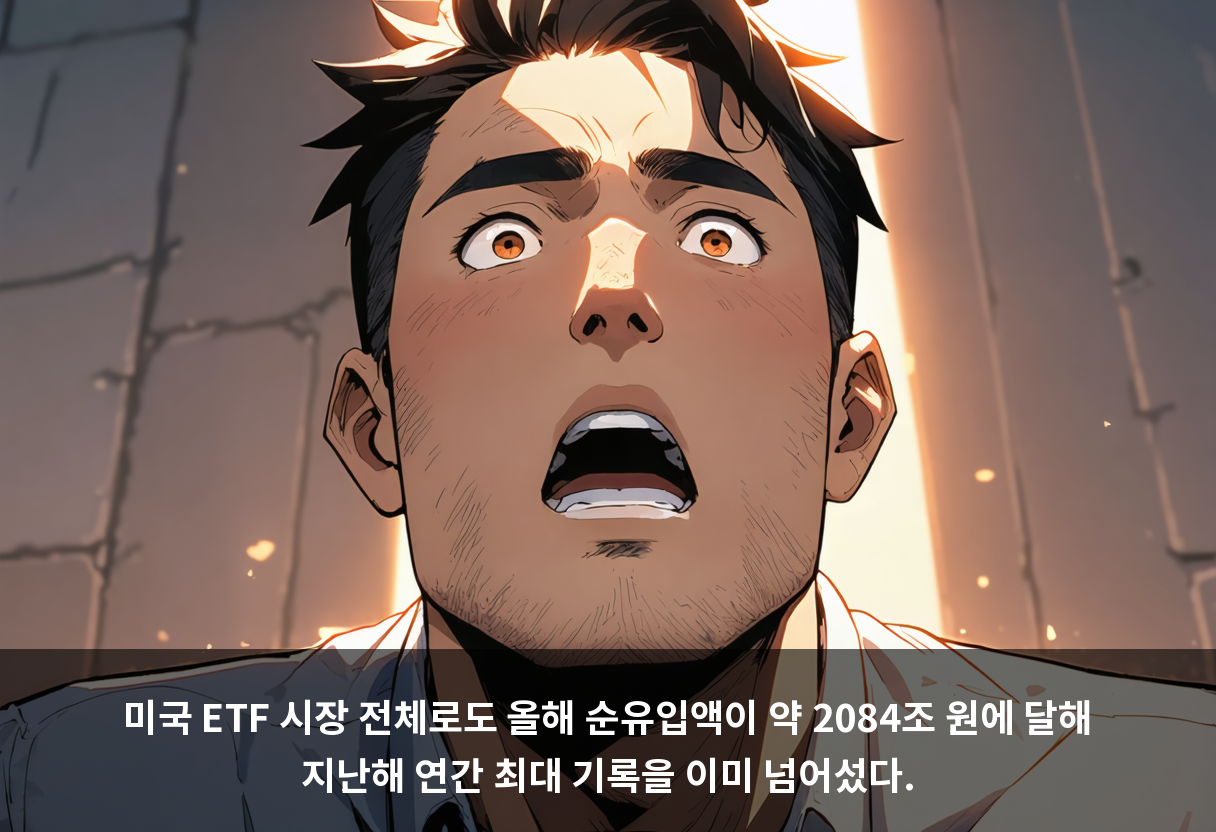 미국 ETF 시장 전체로도 올해 순유입액이 약 2084조 원에 달해 지난해 연간 최대 기록을 이미 넘어섰다.