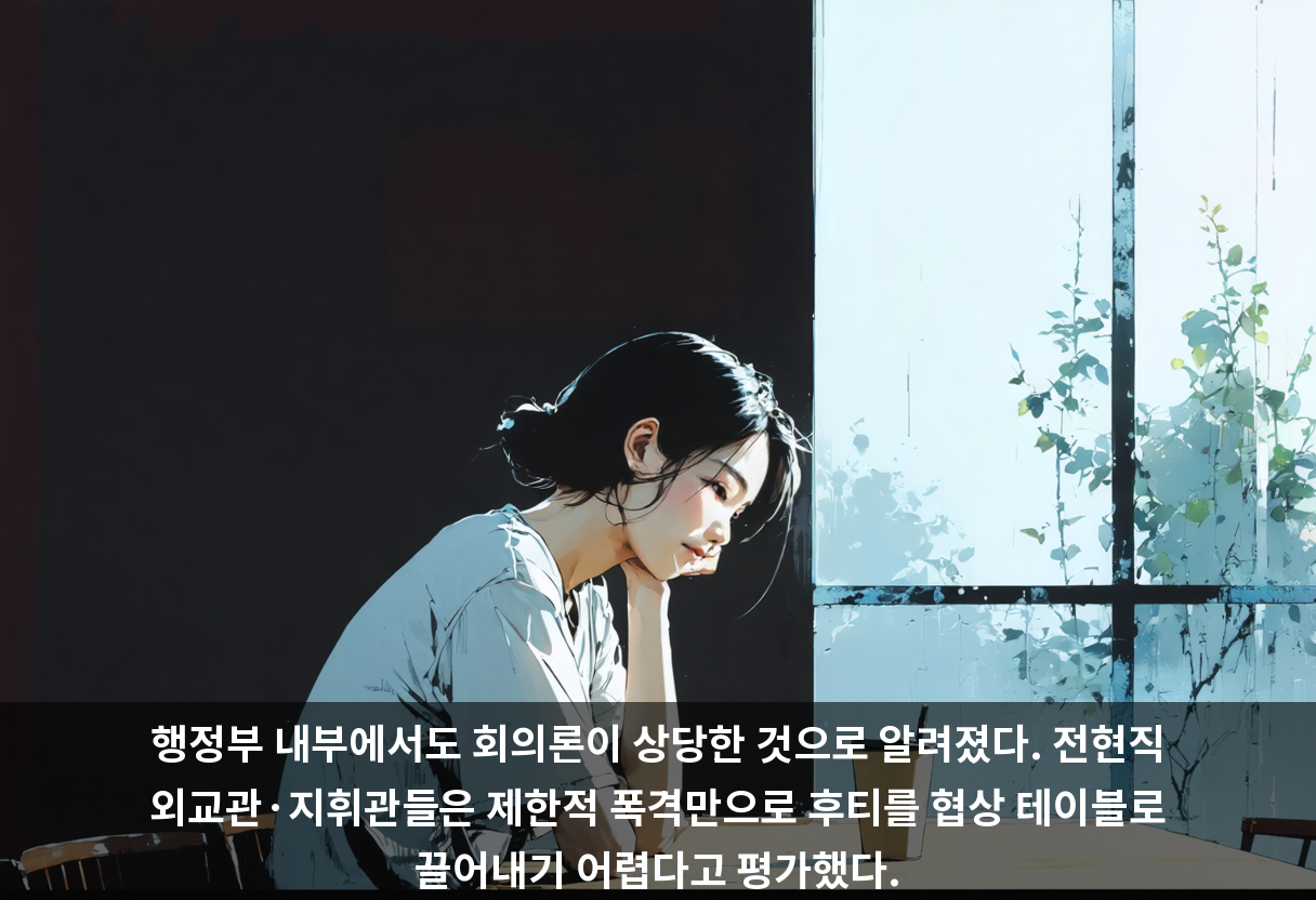 행정부 내부에서도 회의론이 상당한 것으로 알려졌다. 전현직 외교관·지휘관들은 제한적 폭격만으로 후티를 협상 테이블로 끌어내기 어렵다고 평가했다.