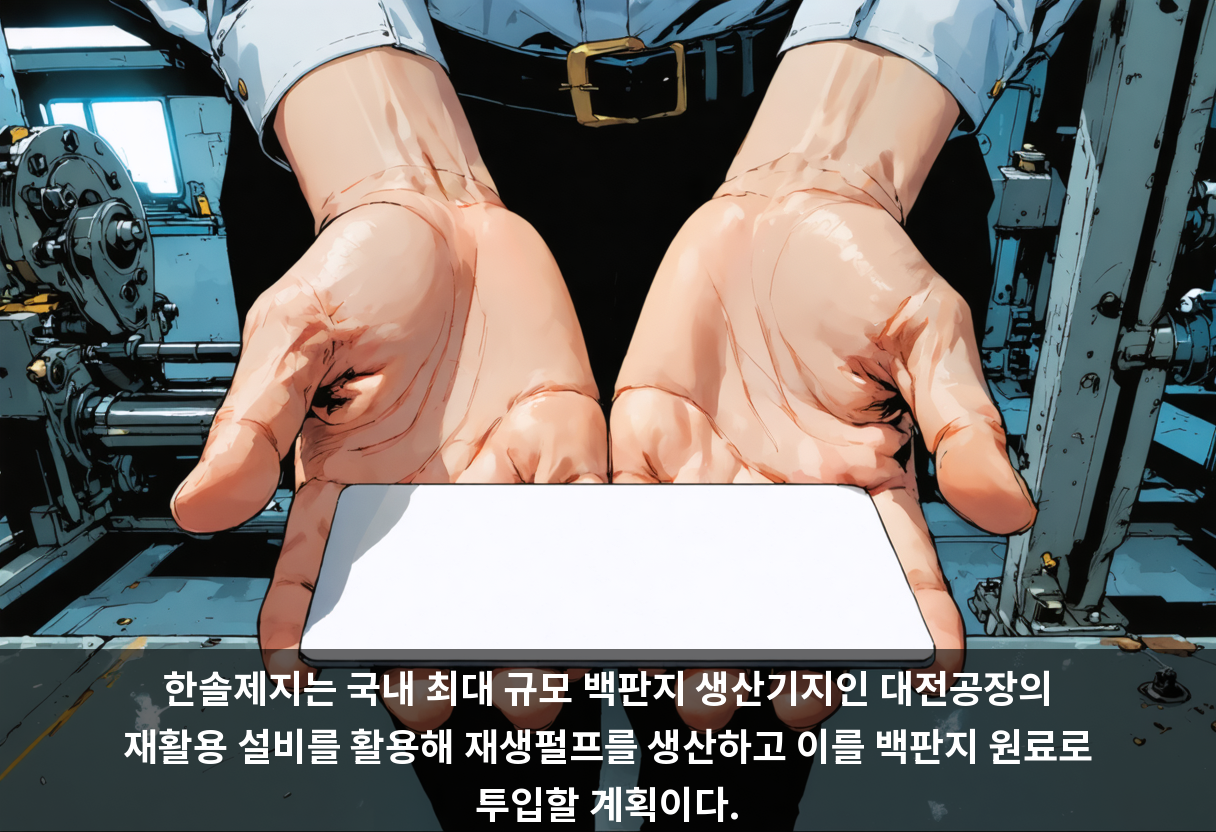 한솔제지는 국내 최대 규모 백판지 생산기지인 대전공장의 재활용 설비를 활용해 재생펄프를 생산하고 이를 백판지 원료로 투입할 계획이다.