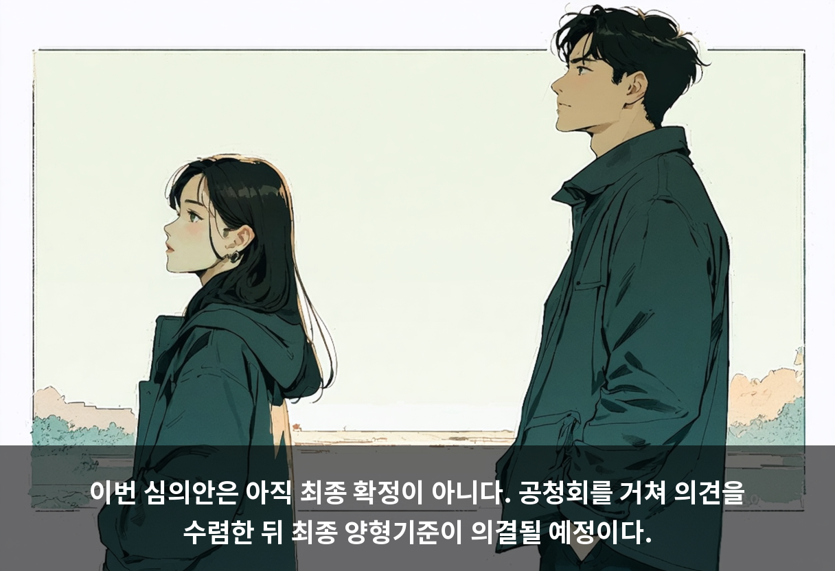 이번 심의안은 아직 최종 확정이 아니다. 공청회를 거쳐 의견을 수렴한 뒤 최종 양형기준이 의결될 예정이다.
