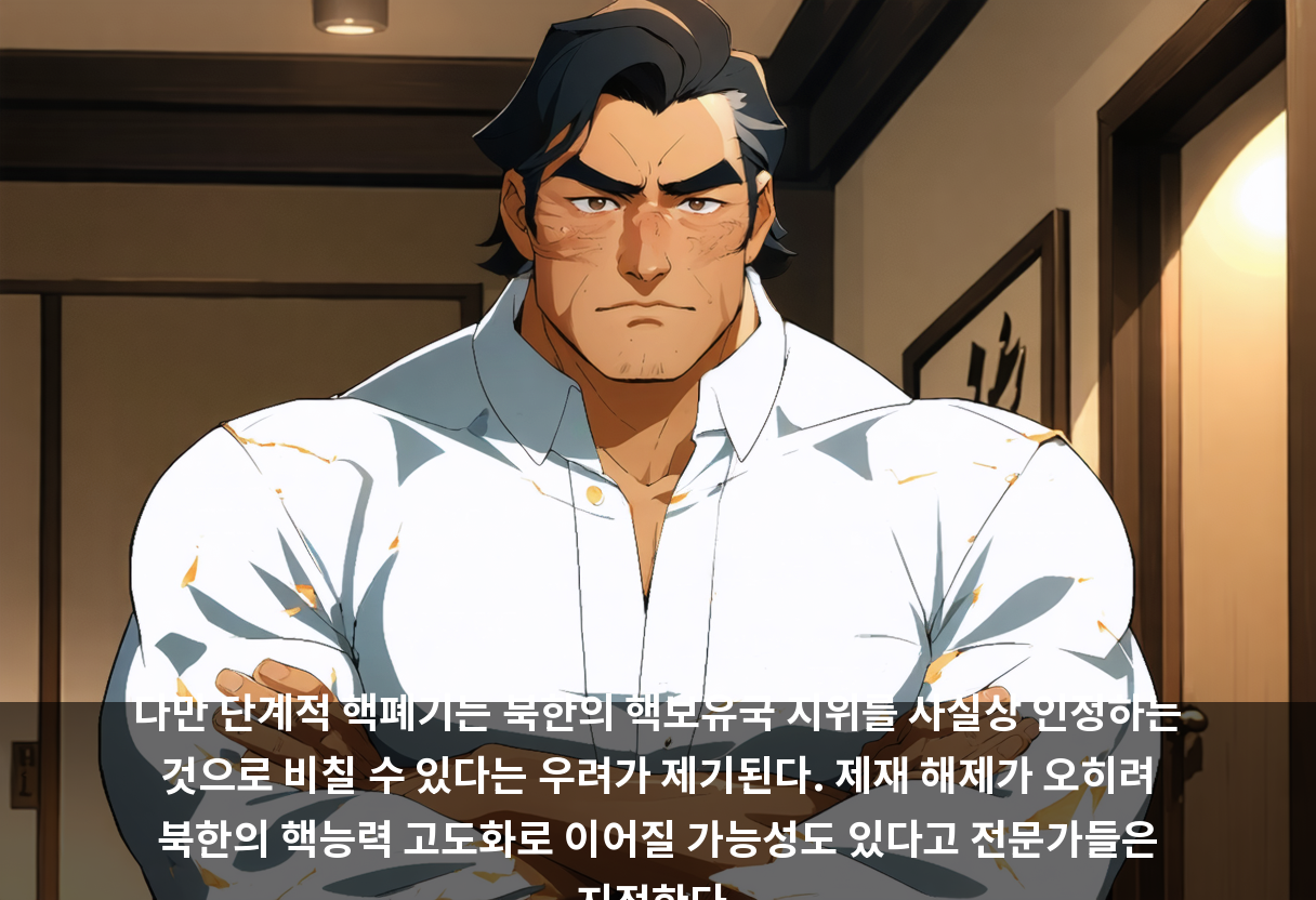 다만 단계적 핵폐기는 북한의 핵보유국 지위를 사실상 인정하는 것으로 비칠 수 있다는 우려가 제기된다. 제재 해제가 오히려 북한의 핵능력 고도화로 이어질 가능성도 있다고 전문가들은 지적한다.