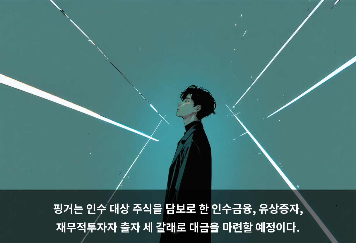 핑거는 인수 대상 주식을 담보로 한 인수금융, 유상증자, 재무적투자자 출자 세 갈래로 대금을 마련할 예정이다.