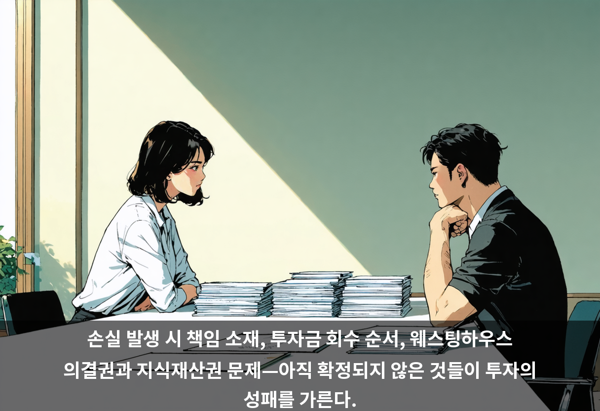 손실 발생 시 책임 소재, 투자금 회수 순서, 웨스팅하우스 의결권과 지식재산권 문제—아직 확정되지 않은 것들이 투자의 성패를 가른다.