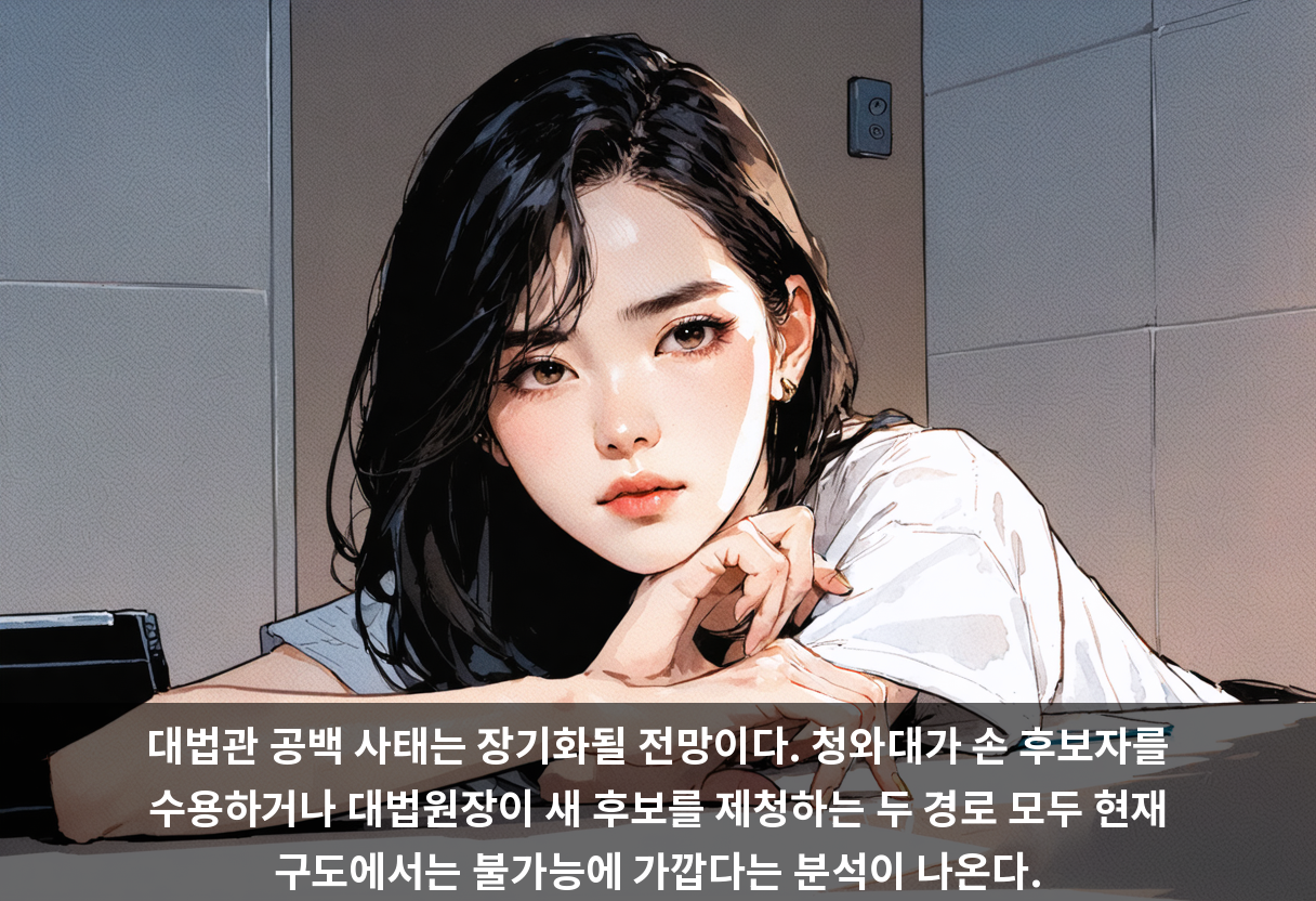 대법관 공백 사태는 장기화될 전망이다. 청와대가 손 후보자를 수용하거나 대법원장이 새 후보를 제청하는 두 경로 모두 현재 구도에서는 불가능에 가깝다는 분석이 나온다.