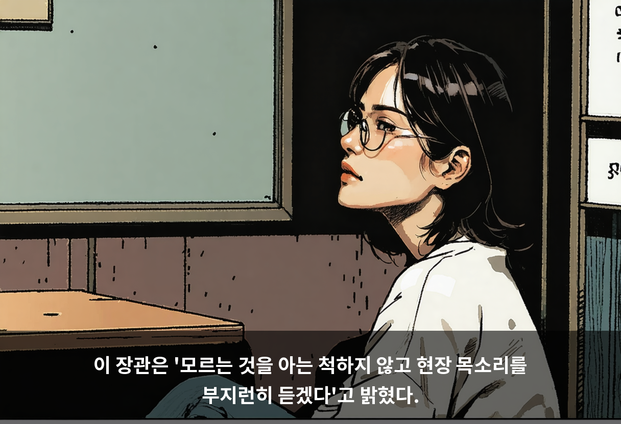 이 장관은 '모르는 것을 아는 척하지 않고 현장 목소리를 부지런히 듣겠다'고 밝혔다.