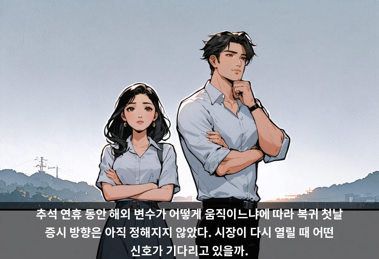 추석 연휴 동안 해외 변수가 어떻게 움직이느냐에 따라 복귀 첫날 증시 방향은 아직 정해지지 않았다. 시장이 다시 열릴 때 어떤 신호가 기다리고 있을까.