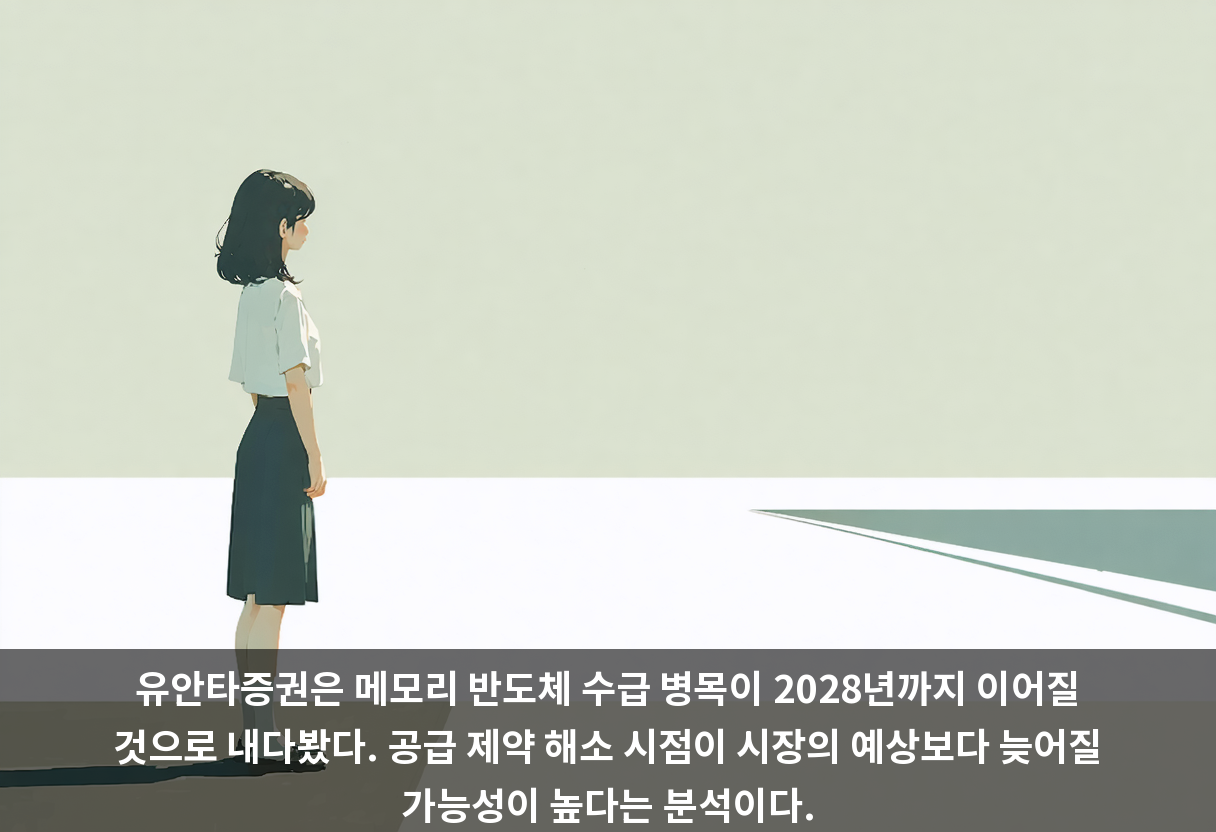 유안타증권은 메모리 반도체 수급 병목이 2028년까지 이어질 것으로 내다봤다. 공급 제약 해소 시점이 시장의 예상보다 늦어질 가능성이 높다는 분석이다.